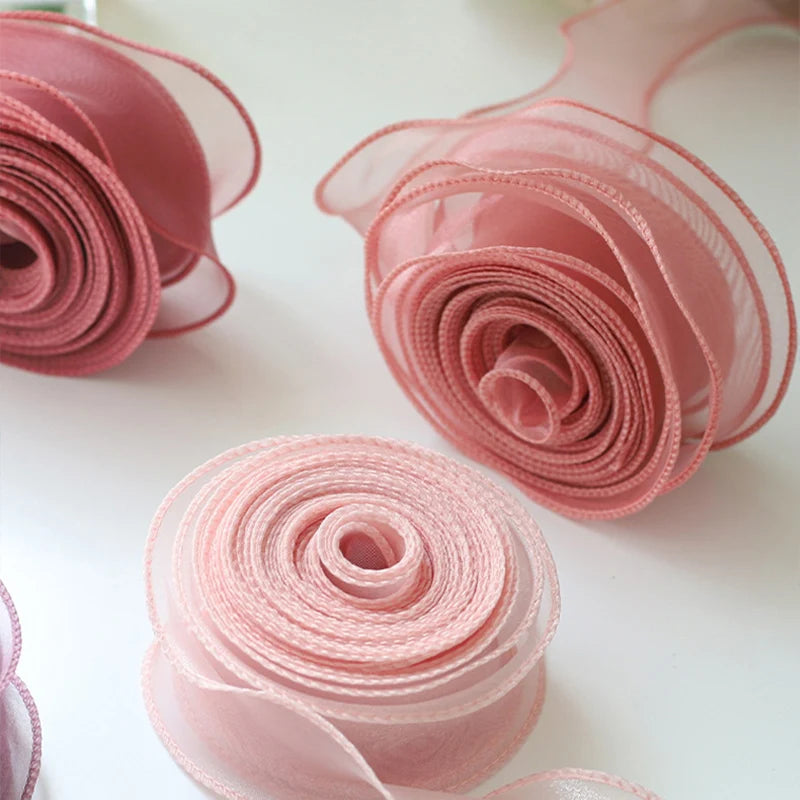 10Yards/Roll Chiffon Silk Ribbon Organza Satin For DIY Craft Gift Wrapping Decoration Wedding Bouquets Wreath Sewing Supplies